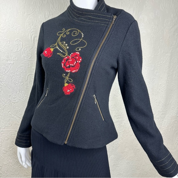 Icelandic Design VTG Wool Embroidered Asymmetric Zip Jacket - Picture 5 of 16